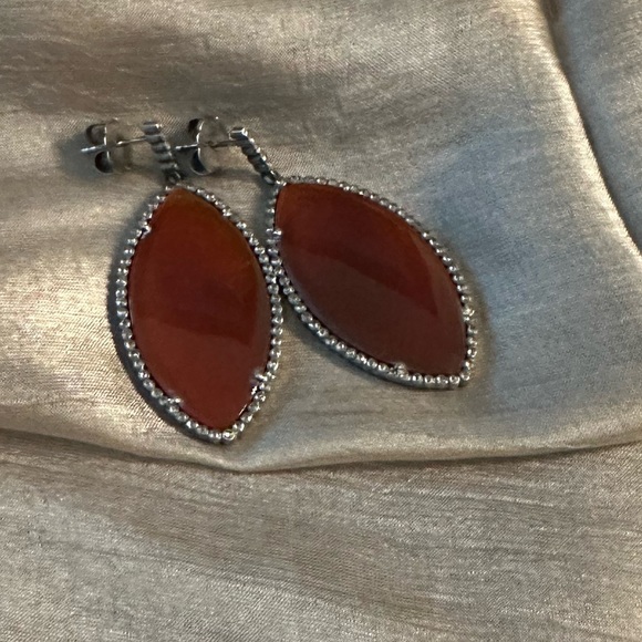 Large Carnelian and Diamond earrings - Picture 12 of 12